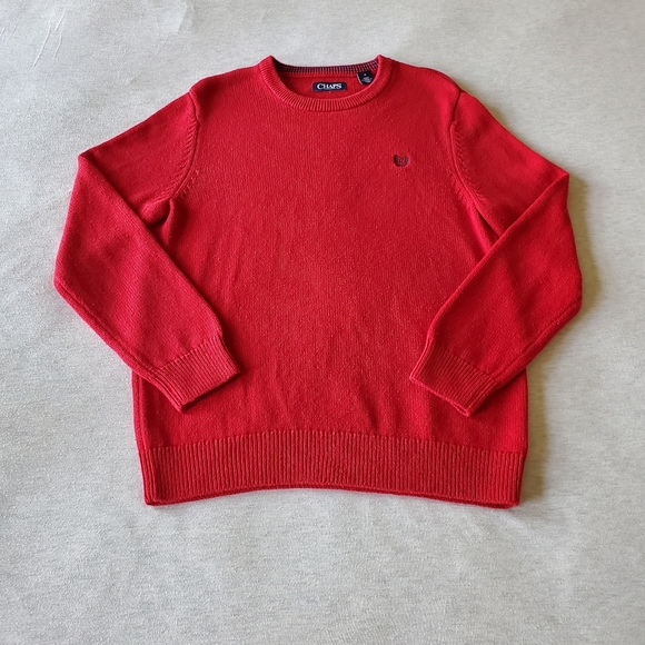 Men's Chaps Solid Cotton Crew Neck Sweater Medium - Picture 1 of 6